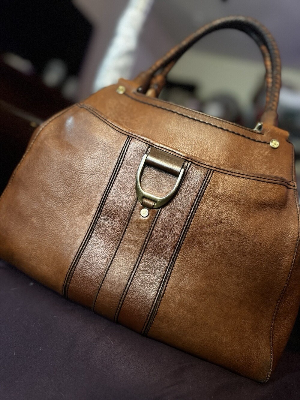 Cole Haan Leather Tote Bag Brown Near Mint, Genuine Leather, Ladies Fashion Jap